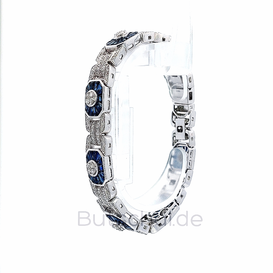Brillant-Saphir-Armband mit 8,85ct Diamanten Brillanten, 10,8ct Saphir in 18kt Weißgold
