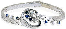  Saphir-Diamantarmband, Weissgoldarmband, 14 kt mit 0,42ct Diamanten und 0,70ct Saphiren, für Vergrösserung bitte hier klicken!