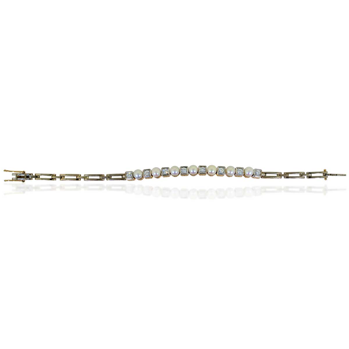  Diamant-Goldarmband mit besetzten ovalen Ornamenten von 0,46ct Diamanten, in 585 Gold