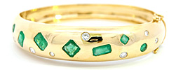 Antikes Diamant Armband mit Email und 0,78ct Diamantrosen, Smaragd im Renaissance Stil, für Vergrösserung bitte hier klicken!