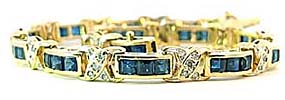 Saphir-Diamant-Armband mit 3,45ct Saphiren und 0,21ct Diamanten in Gelbgold, für Vergrösserung bitte hier klicken!