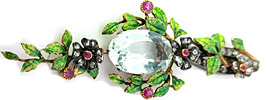 Blumenbouquet -Blumenbrosche mit 0,45ct Diamanten und 0,97ct Saphiren, für Vergrösserung bitte hier klicken!