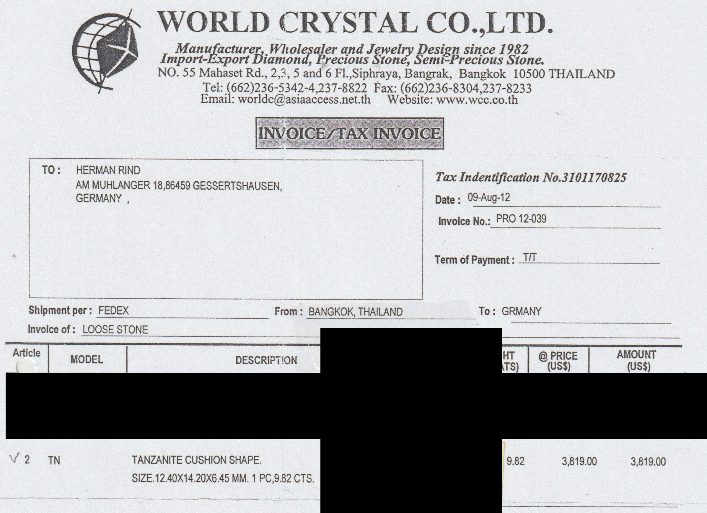 9,82ct Tansanit Kissenform|Edelsteine Edelstein Tansanit
