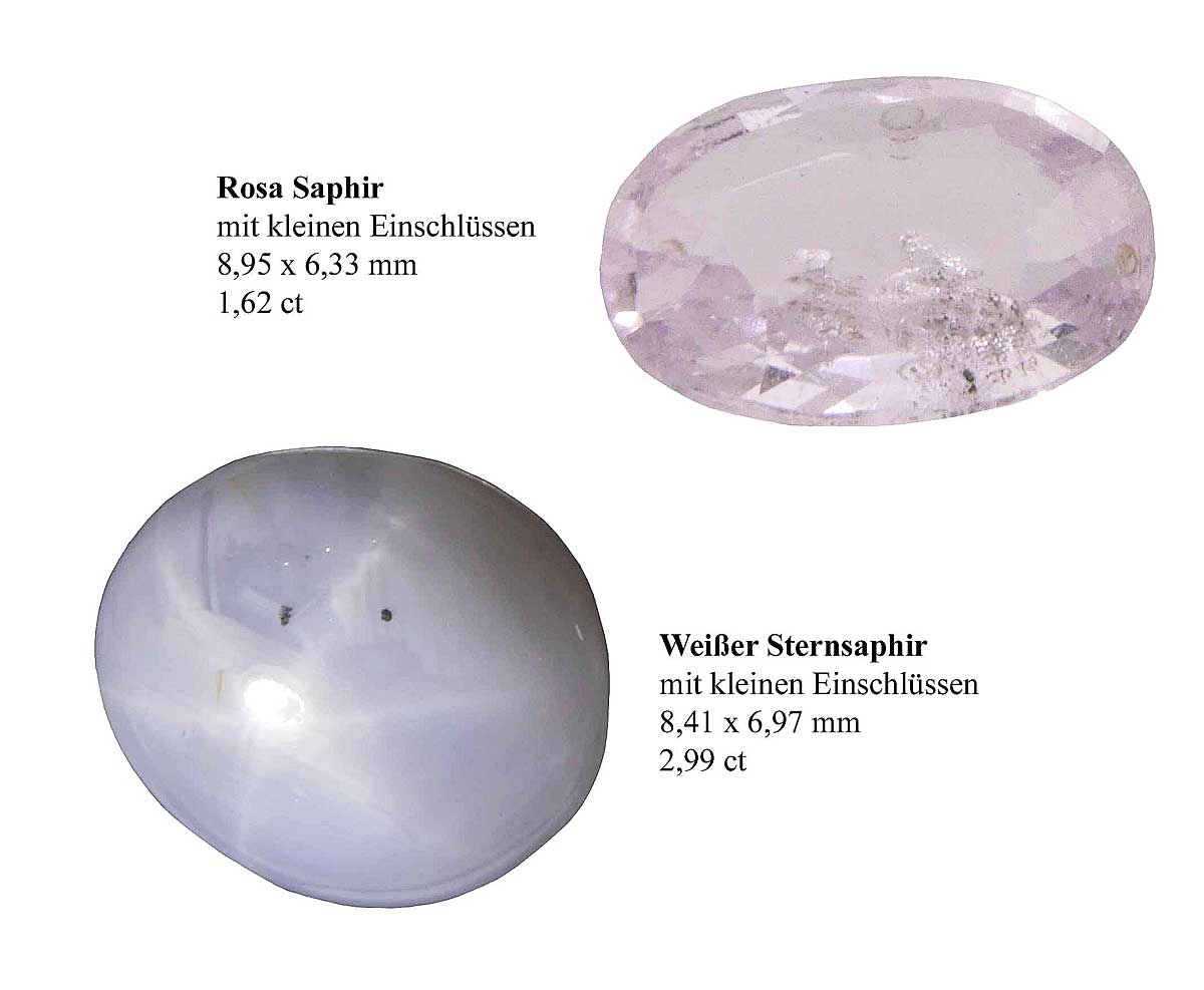 rosa ovaler Saphir | Weisser Sternsaphir Cabochon | Saphire| Edelstein