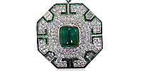 Diamantcollier  18 kt Gelbgold mit achteckigem Smaragdanhänger 9,54ct Diamanten und  8,38ct Smaragd, für Vergrösserung bitte hier klicken!