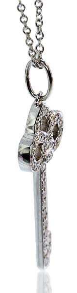 Tiffany Anhänger Schlüssel mit 0,398 ct Diamanten, 750er Kette Weißgold