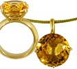 Gold-Set Ring und Anhänger an Schlangenkette mit 16ct Citrin in 750 Gelbgold, für Vergrösserung bitte hier klicken!