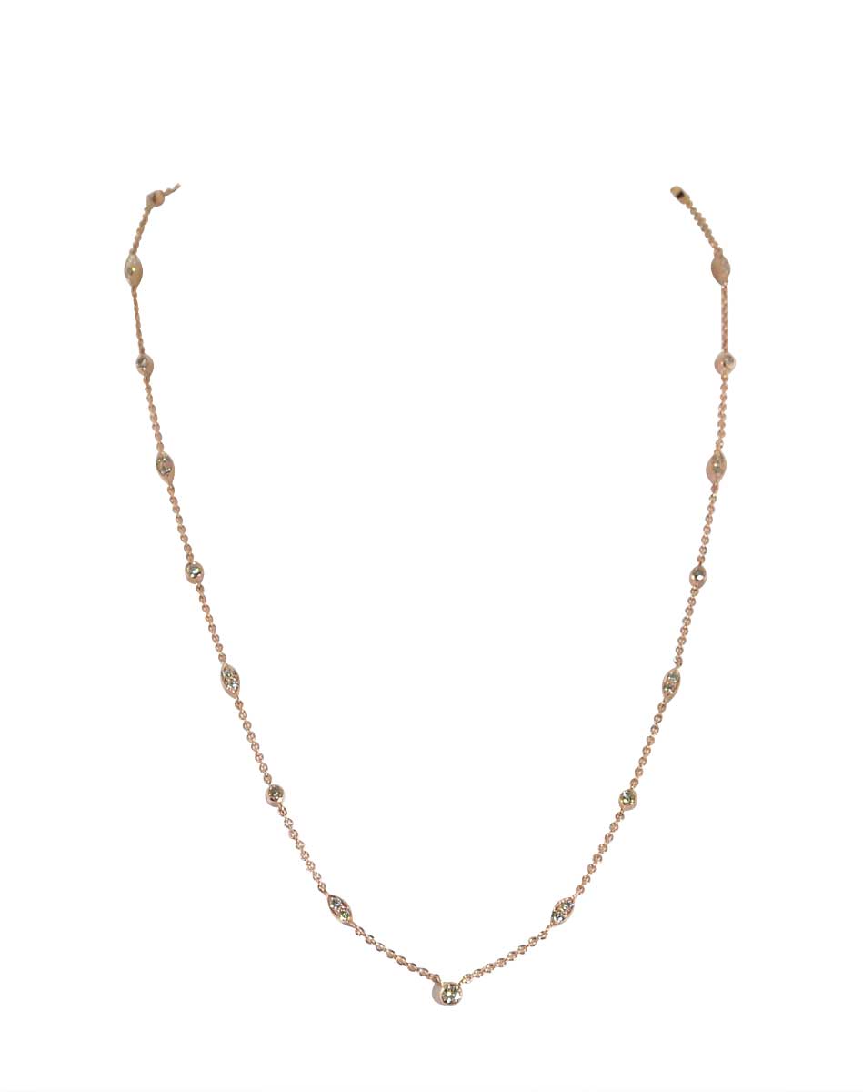 Brillant-Halskette in 14kt Rosegold mit 29 Brillanten 1,17ct