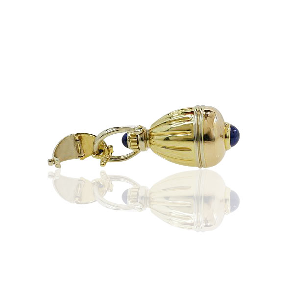 Gold-Anhänger Parfum Flacon mit 2 Lapisalzuli Cabochons