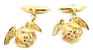 Manschettenknoepfe - kleine Drachen mit Diamant in Gold , für Vergrösserung bitte hier klicken!