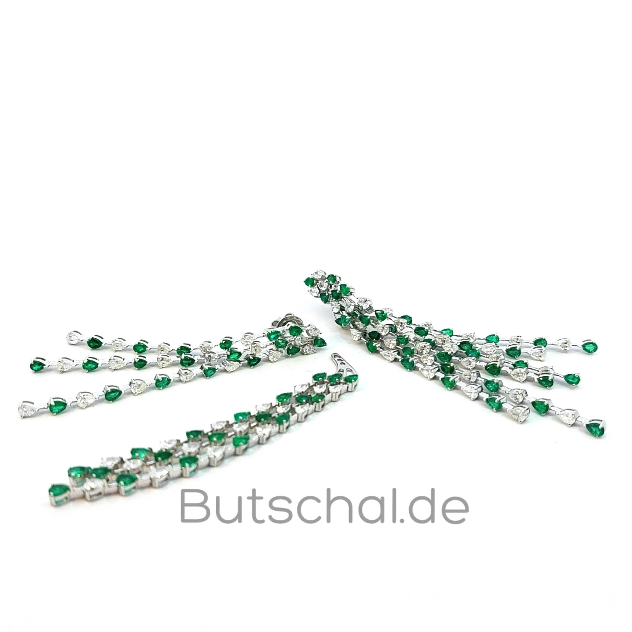 Smaragd Diamant Ohrringe mit 16,52ct Smaragde und 1,58ctDiamanten in 750er Gelbgold