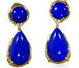 LapisLazuli Brillant-Ohrringe mit 73,97ct Lapis Lazuli,Tropfen und runde Cabochons und 0,27ct Brillanten, für Vergrösserung bitte hier klicken!