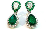  Diamant-Smaragd Ohrringe  mit  großen 3,28ct  Diamanttropfen und 8,14ct Smaragdtropfen aus Zambia., für Vergrösserung bitte hier klicken!