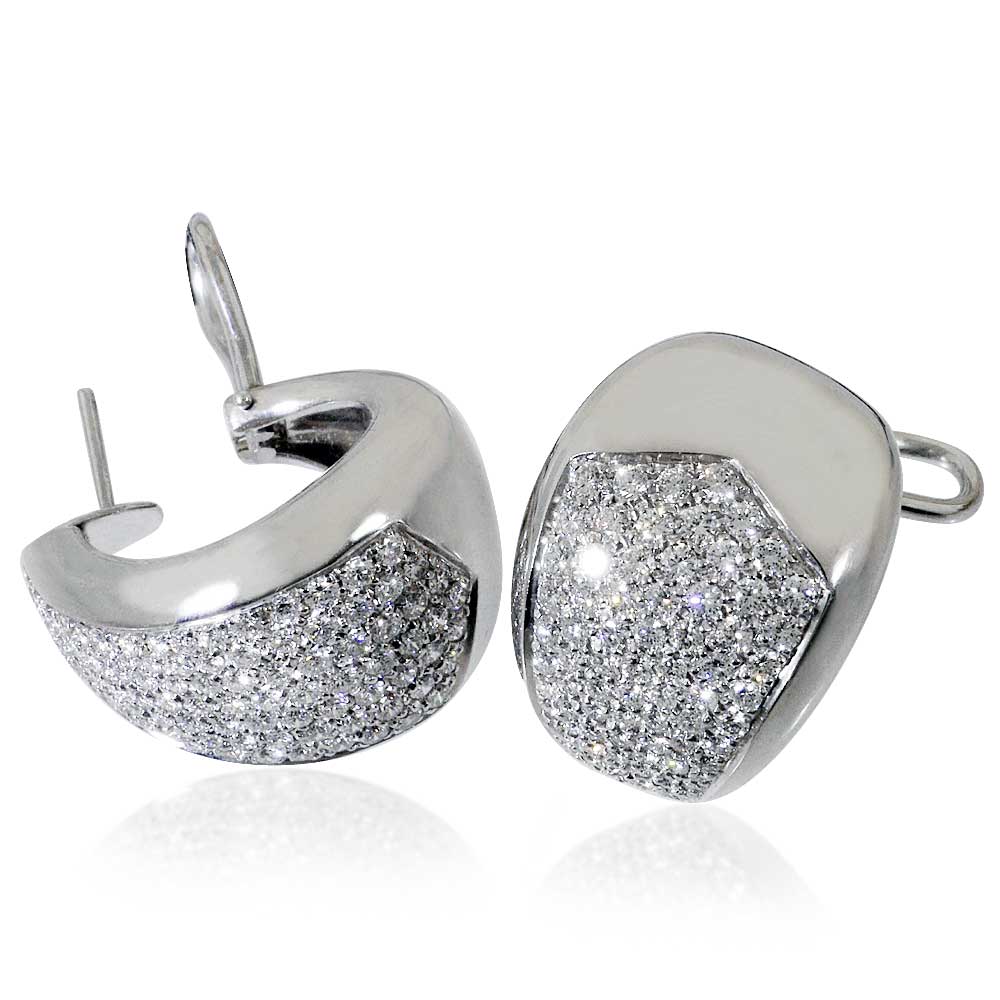 Diamant- Ohrringe, Ohrstecker mit 2,45ct Diamant-Pavee aus 18 kt Weißgold 'DAMIANI'