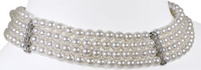 4-reihige Perlenkette mit 56 Diamanten 0,31ct in Weissgold, für Vergrösserung bitte hier klicken!