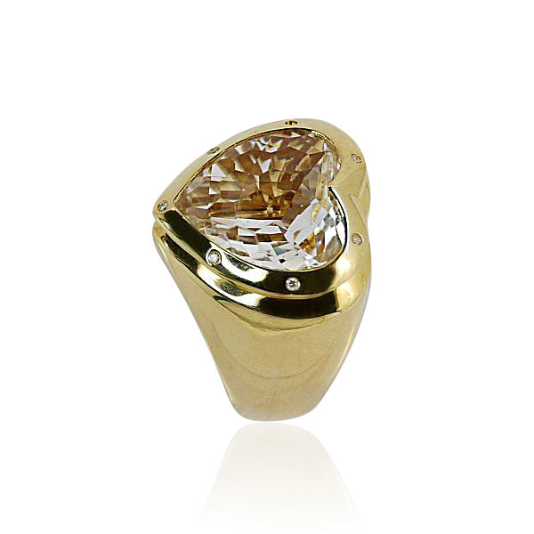 Herz-Gold-Ring mit Bergkristall Herz und 0,07ct Diamanten, Jette Joop  
