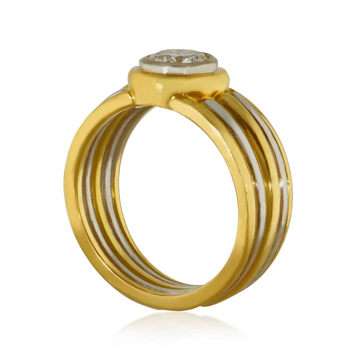Solitär Brillant-Ring 18 kt Gelb- und Weißgold mit einem 1,00ct Brillanten