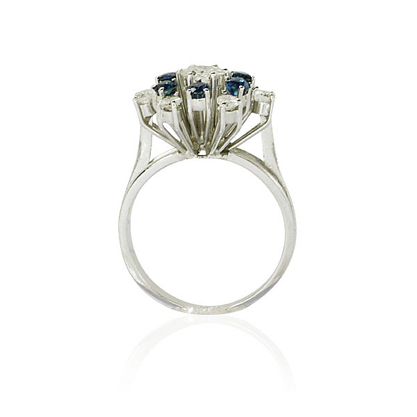 Saphir-Diamant-Ring in 14 kt Weißgold mit 0,70ct Diamanten und 1,56ct Saphir