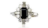 Saphir-Diamant Ring mit rechteckigem Saphir 1,723ct und 1,701ct Diamanten in Weissgold, für Vergrösserung bitte hier klicken!