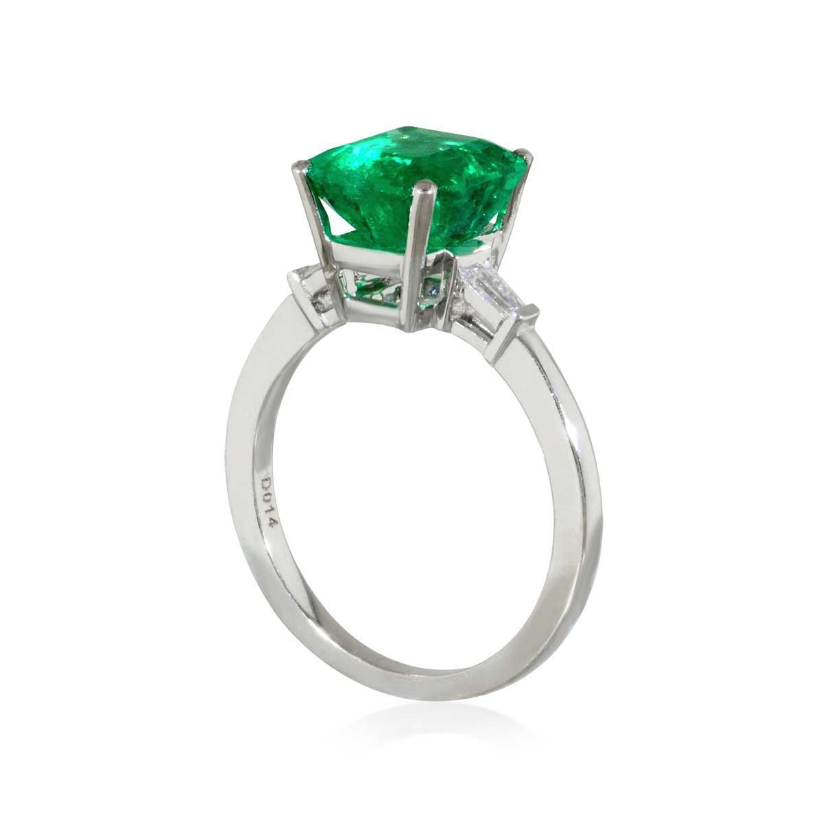 Muzo Smaragd|Smaragdring Diamantentrapezen, 2,93ct Kolumbianischer Smaragd aus Muzo, in Weißgold