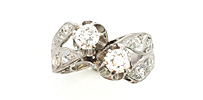 Diamant-Weißgoldring mit 0,82ct Altschliffdiamanten in Kissenform , für Vergrösserung bitte hier klicken!
