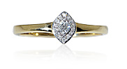 Antiker Rubin-Diamant-Ring mit 0,36ct Altschliffdiamanten in Silber mit Gold, für Vergrösserung bitte hier klicken!