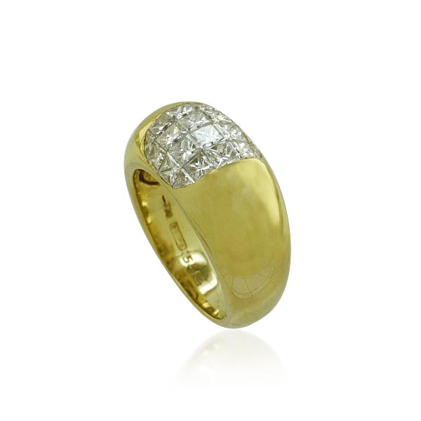 Diamantring in Gelbgold mit Pavee gefassten 1,61ct Diamanten invisible setting