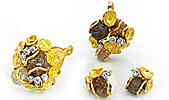 Edelstein Brosche und Edelstein Cocktail Ring mit diversen Steinen von 40ct in Gold als Set, für Vergrösserung bitte hier klicken!