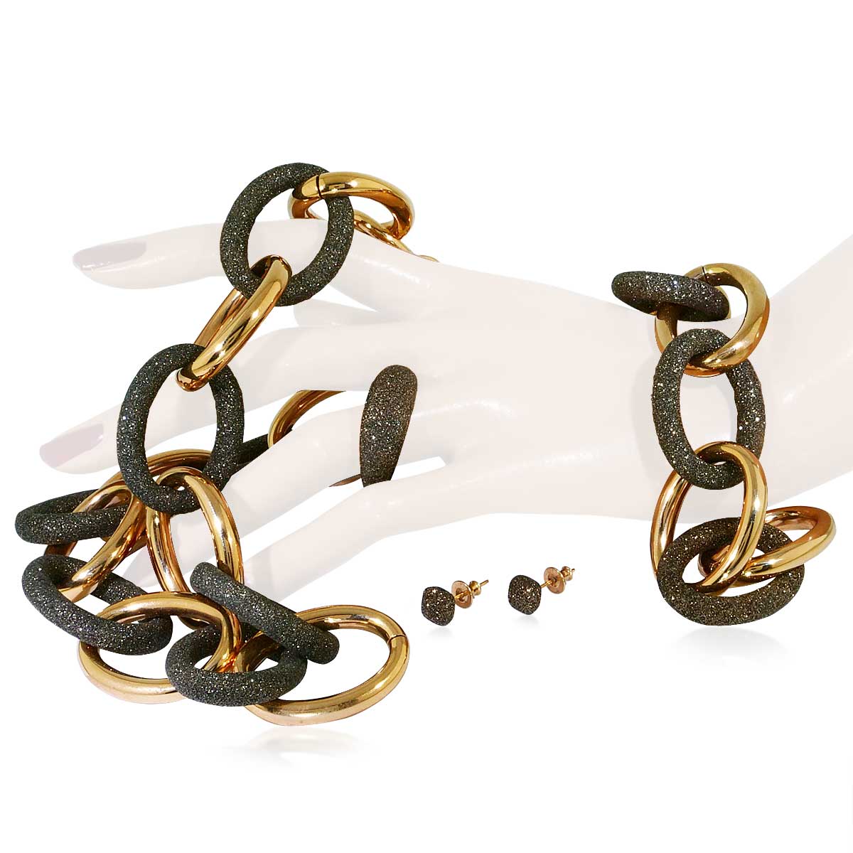 Suche nach individuellen Accessoires!Set Collier Ring Armband und Ohrstecker Sterlingsilber vergoldet 