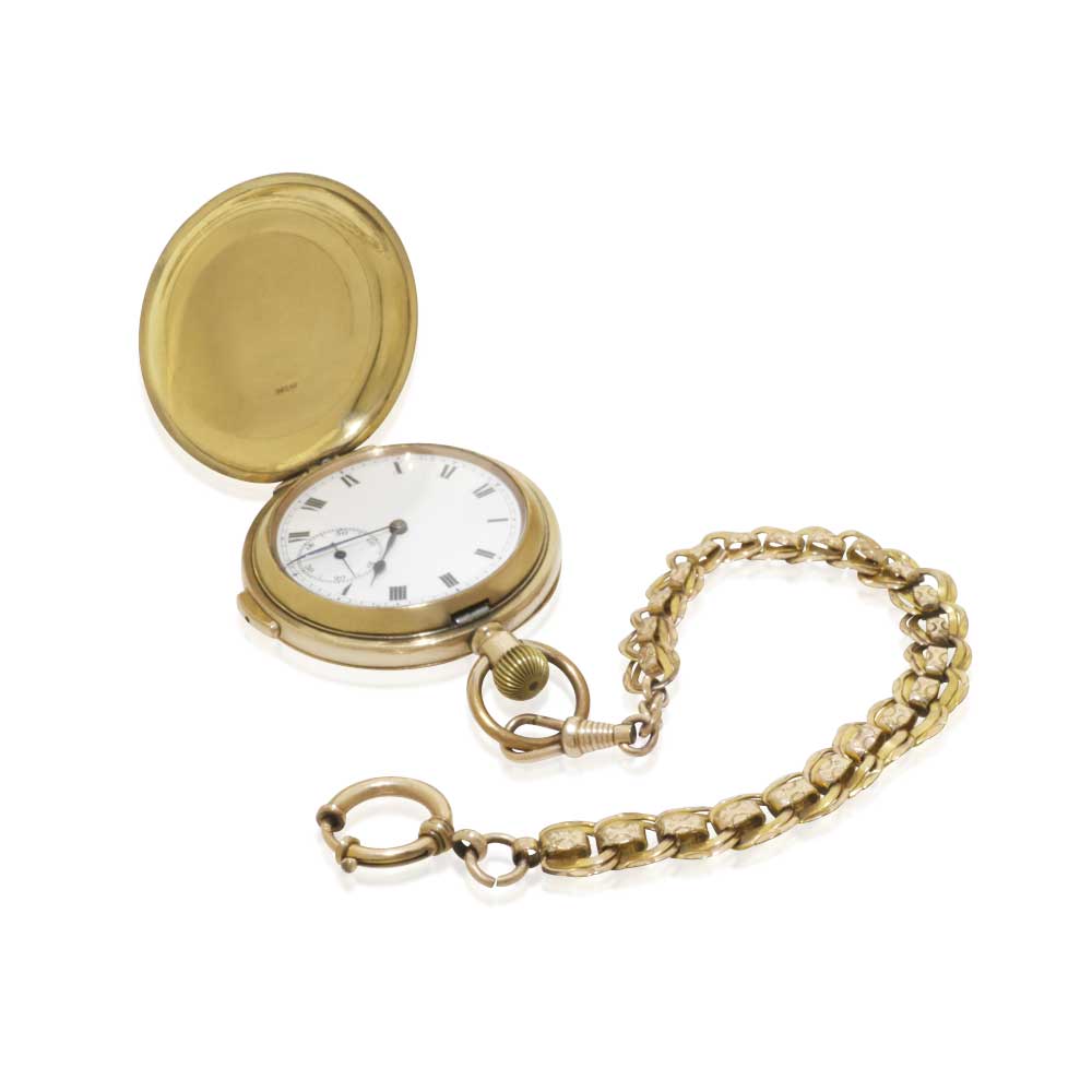 Taschenuhr mit Viertelstundenrepetition und Uhrkette Doublé Uhr