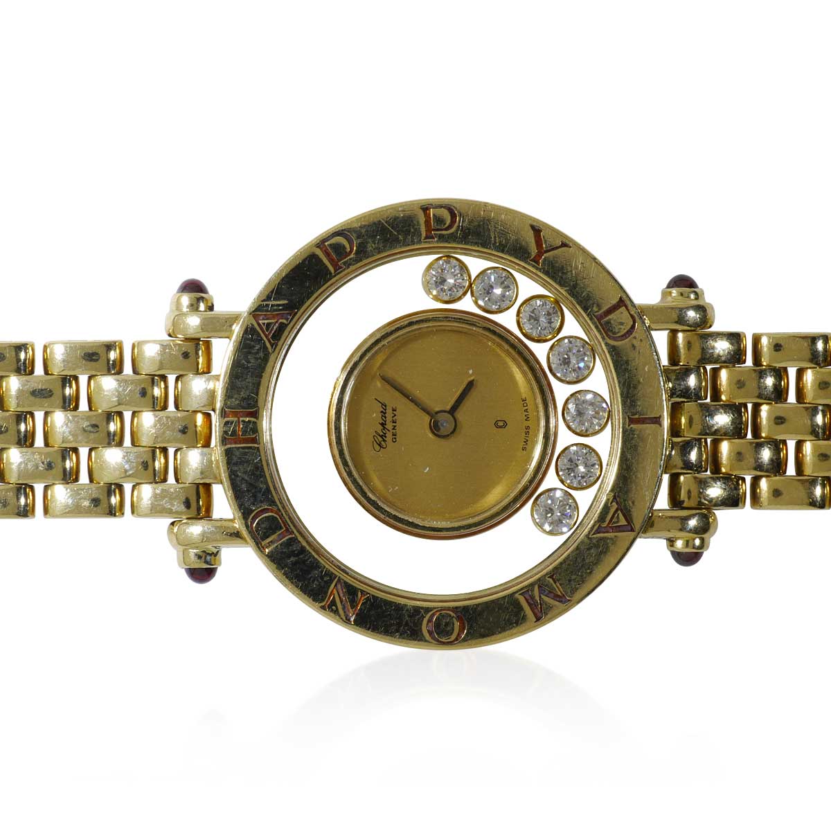 Diamant Damen-Armbanduhr  „CHOPARD“  „Happy Diamonds“ Schweizer Golduhr 7 Brillanten 