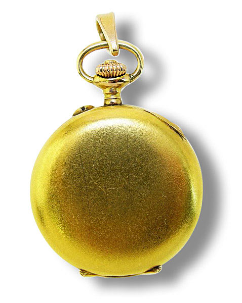 Goldene Taschenuhr 585 Gold mit Bourbonen-Lilie aus Diamanten